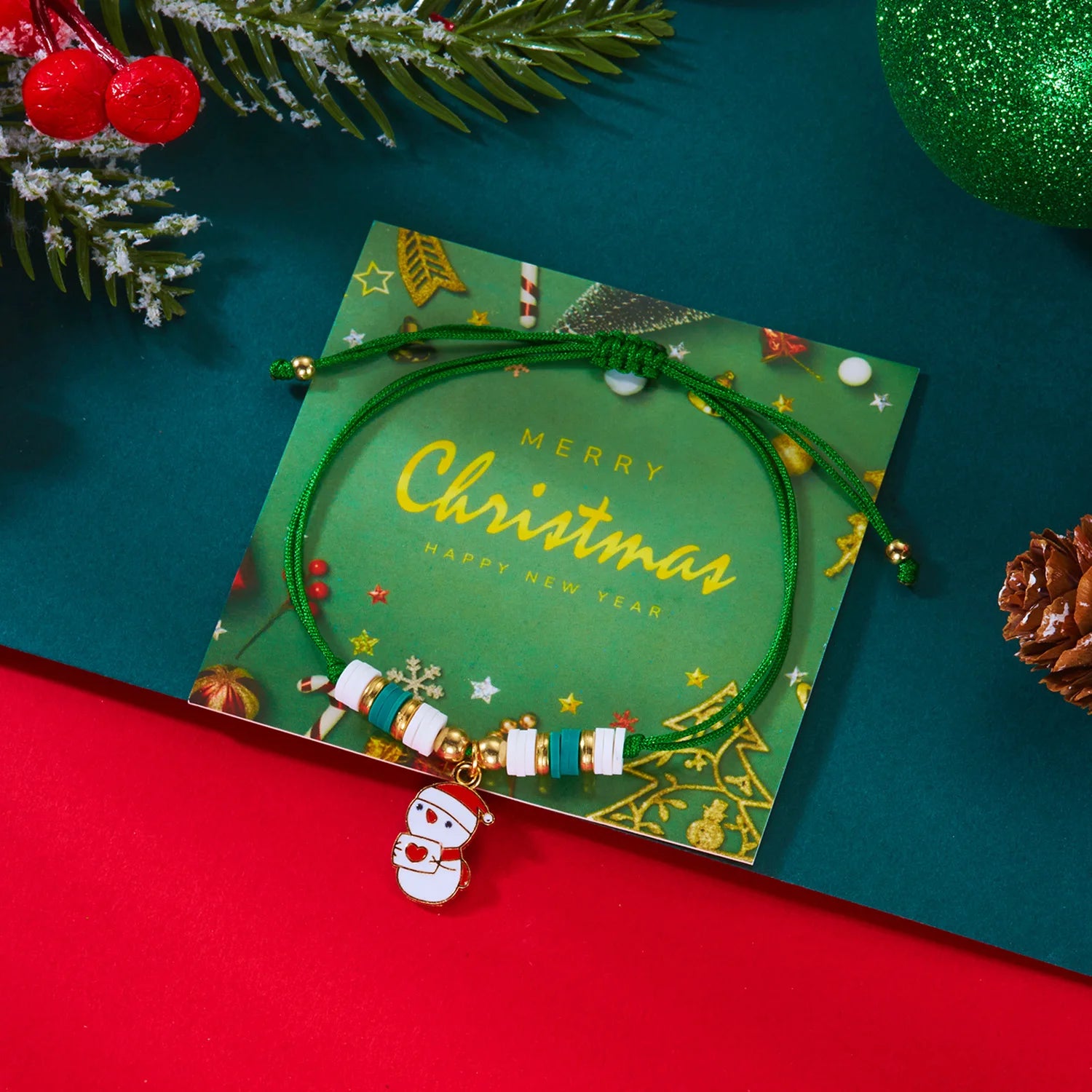 Handmade Christmas Tree Charm Bracelet – Festive Beaded Design by CELMYS