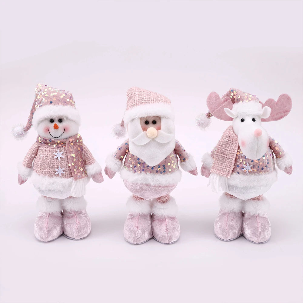 Handmade Pink Christmas Dolls Set – Elegant Winter Collection