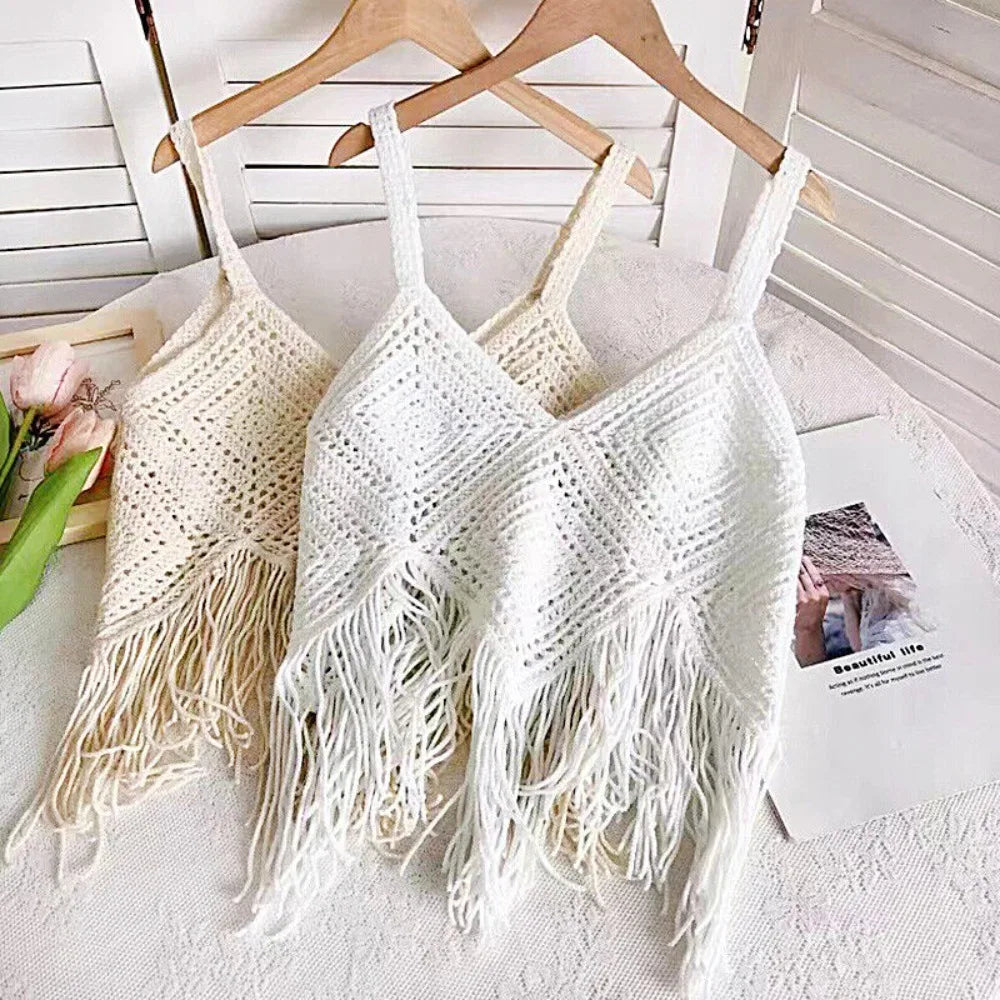 Handmade Crochet Fringe Top – Boho Summer Knitwear