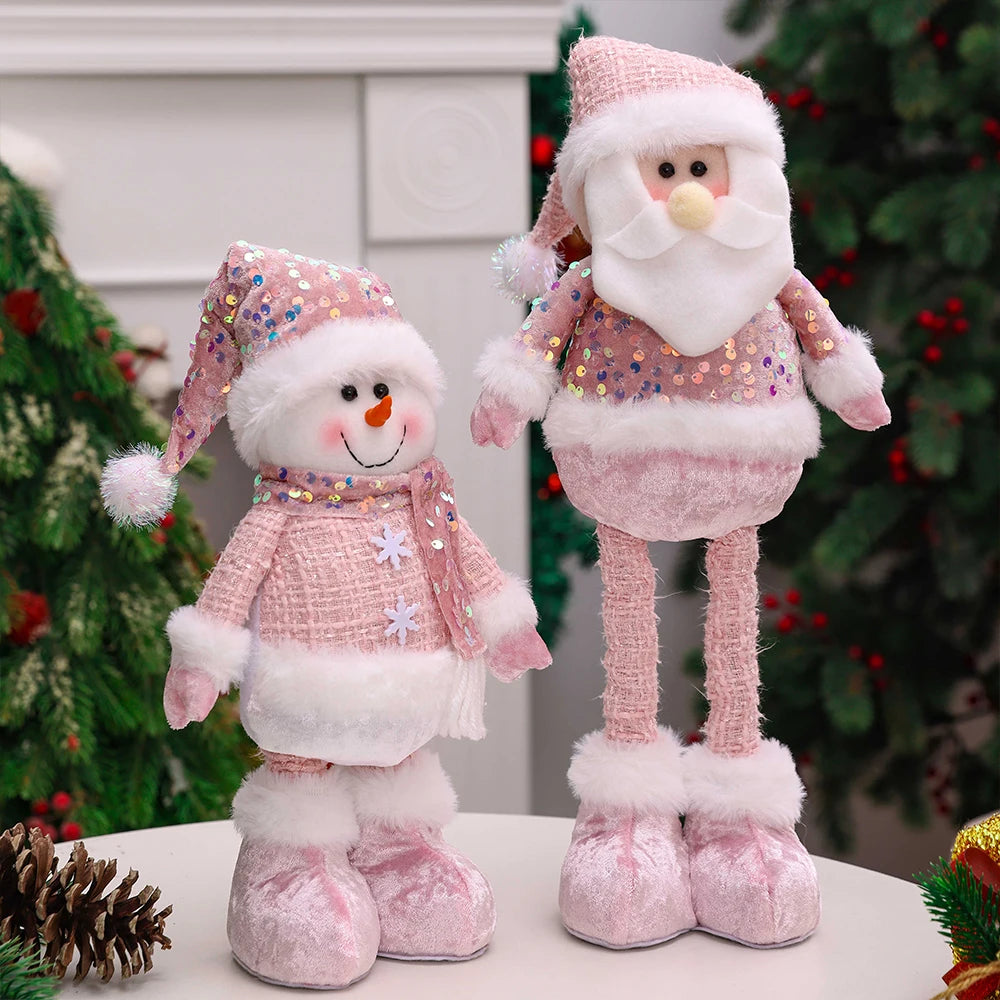 Handmade Pink Christmas Dolls Set – Elegant Winter Collection