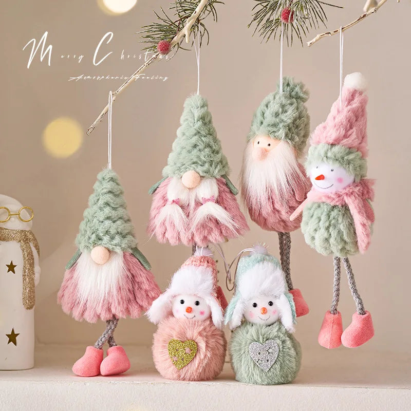Handmade Christmas Plush Ornaments – Nordic Pastel Gnomes & Snowmen