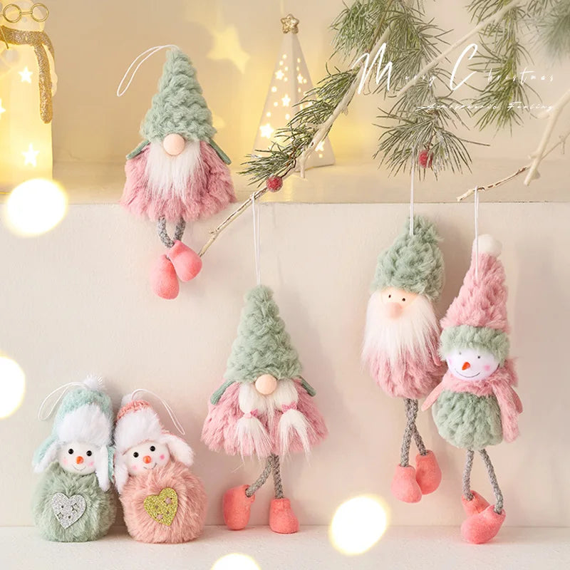 Handmade Christmas Plush Ornaments – Nordic Pastel Gnomes & Snowmen