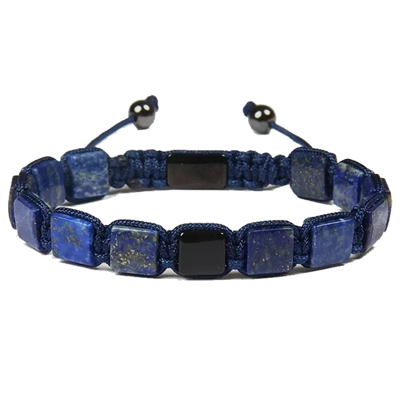 Handmade Natural Stone Bracelet – Adjustable Macrame Design
